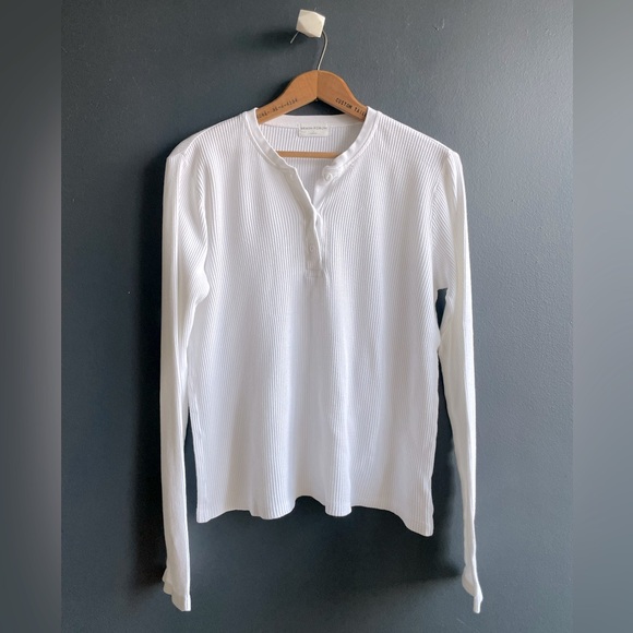 Denim Forum 97% Cotton Waffle Knit Longsleeve Tee - Picture 1 of 3